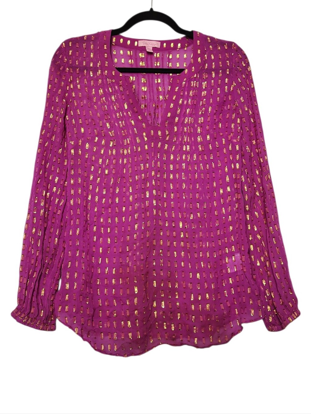 Lilly Pulitzer Silk Metallic Colby Top Size XS